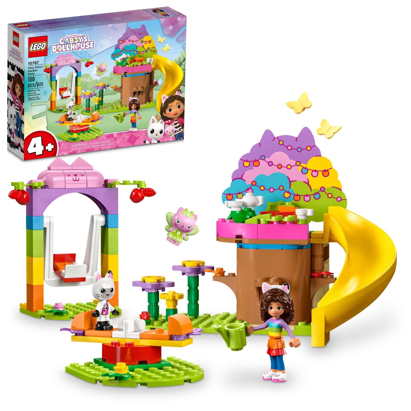 LEGO Gabby's Dollhouse Kitty Fairy’s Garden Party Building Toy with Tree House, Swing, Slide, and Merry-Go-Round, Includes Gabby and Pandy Paws, Birthday Gift for Kids Ages 4+, 10787