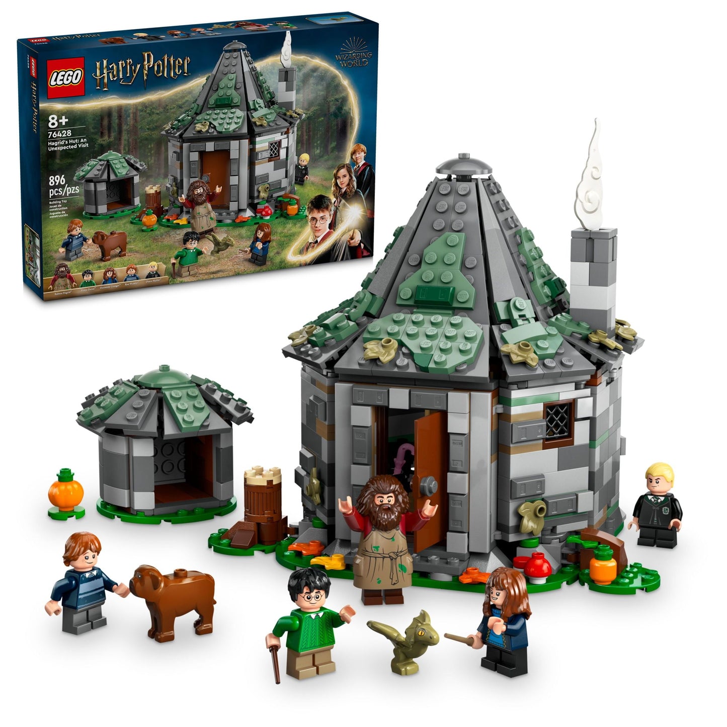 LEGO Harry Potter Hagrid’s Hut: An Unexpected Visit, Harry Potter Halloween Toy with 7 Characters and a Dragon, Buildable House, Gift Idea for Kids Ages 8 and up, 76428