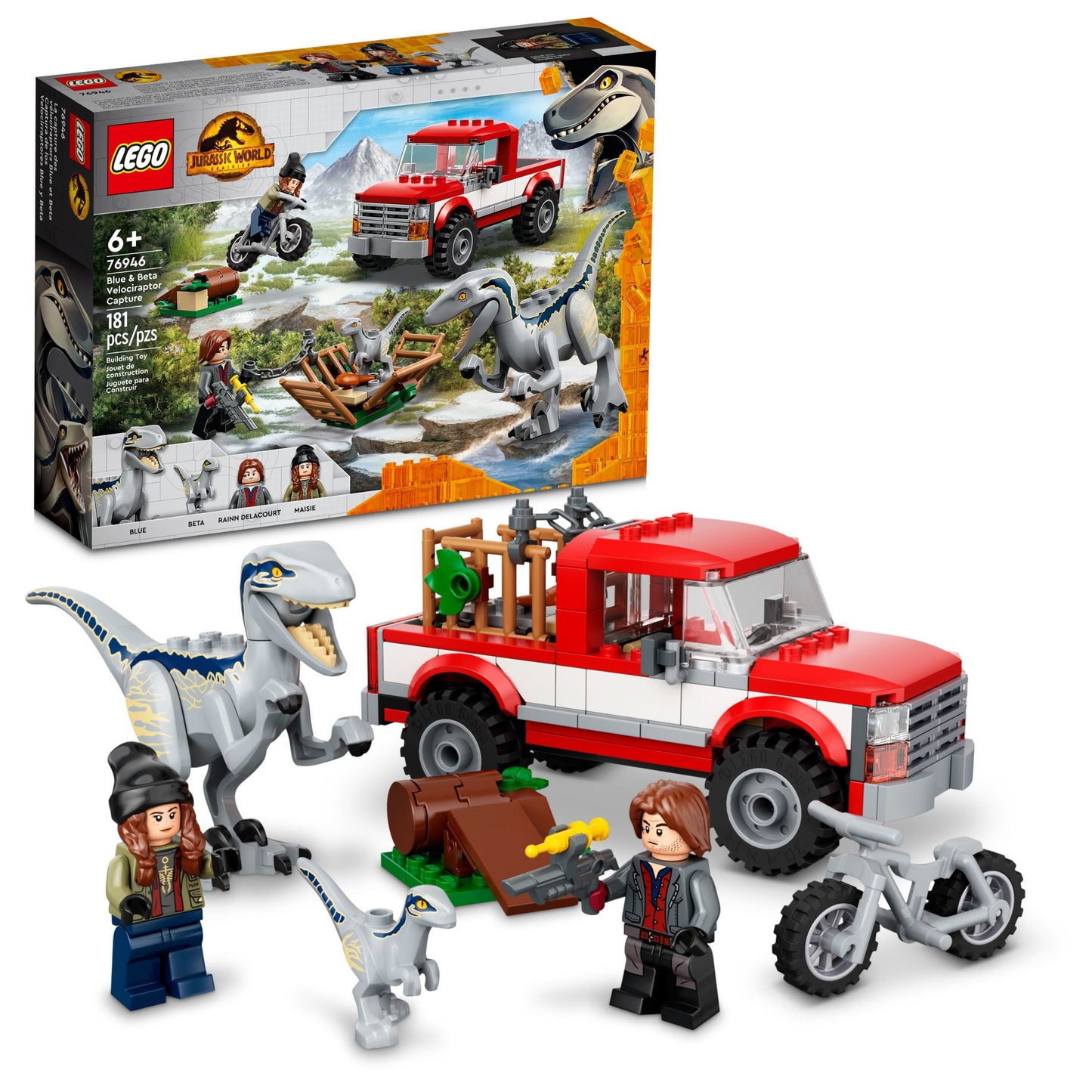 LEGO Jurassic World Blue and Beta Velociraptor Capture 76946 with Truck and 2 Dinosaur Toys for Kids, 2022 Dominion Movie Inspired Set