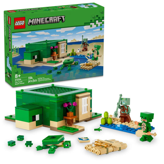 LEGO Minecraft The Turtle Beach House Construction Toy, Minecraft House Building Set with Turtle Figures, Accessories, and Characters from the Game, Gift for 8 Year Old Gamers, Boys and Girls, 21254