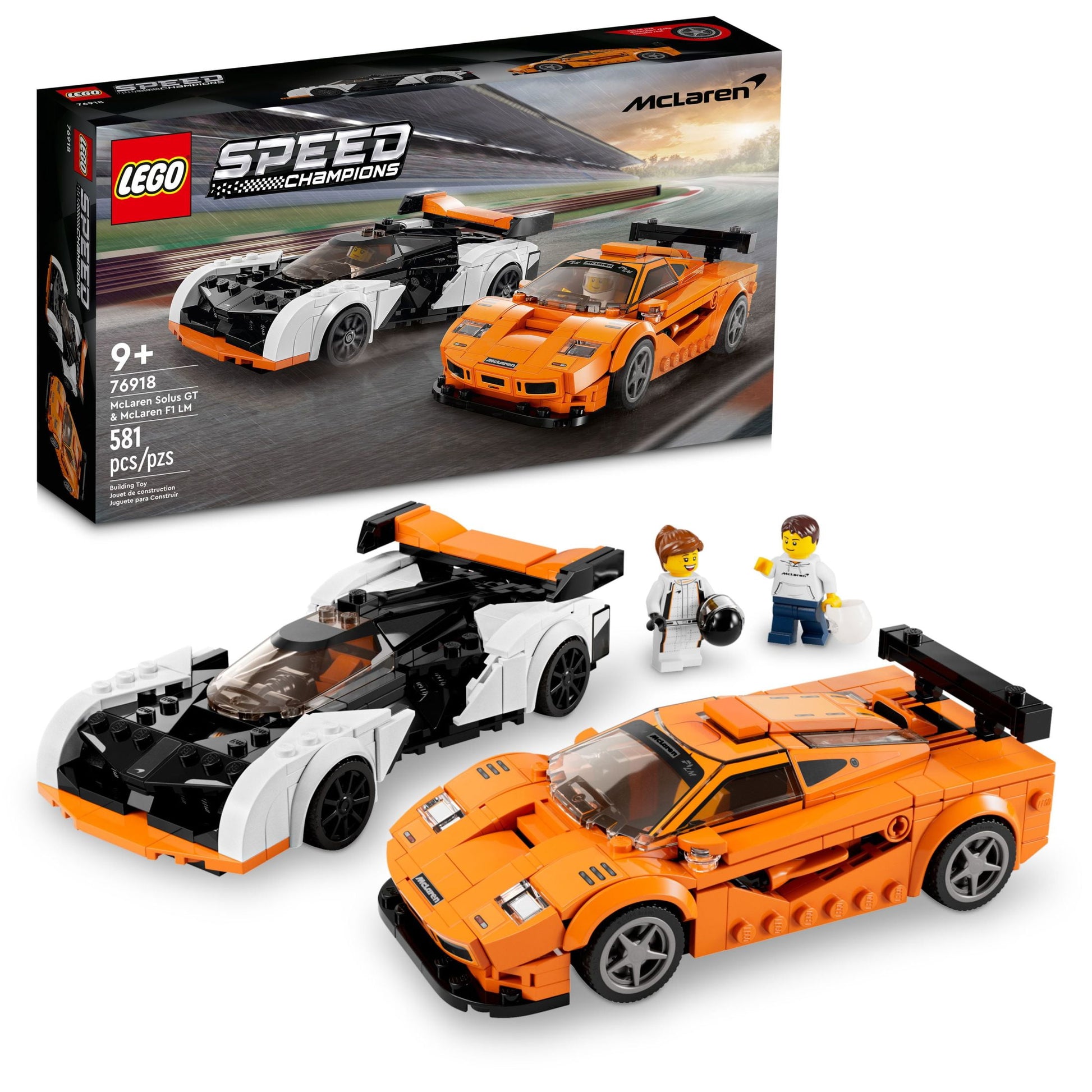 LEGO Speed Champions McLaren Solus GT & McLaren F1 LM 76918 , Featuring 2 Iconic Race Car Toys, Hypercar Model Building Kit, Collectible 2023 Set, Great Kid-Friendly Gift for Boys and Girls Ages 9+