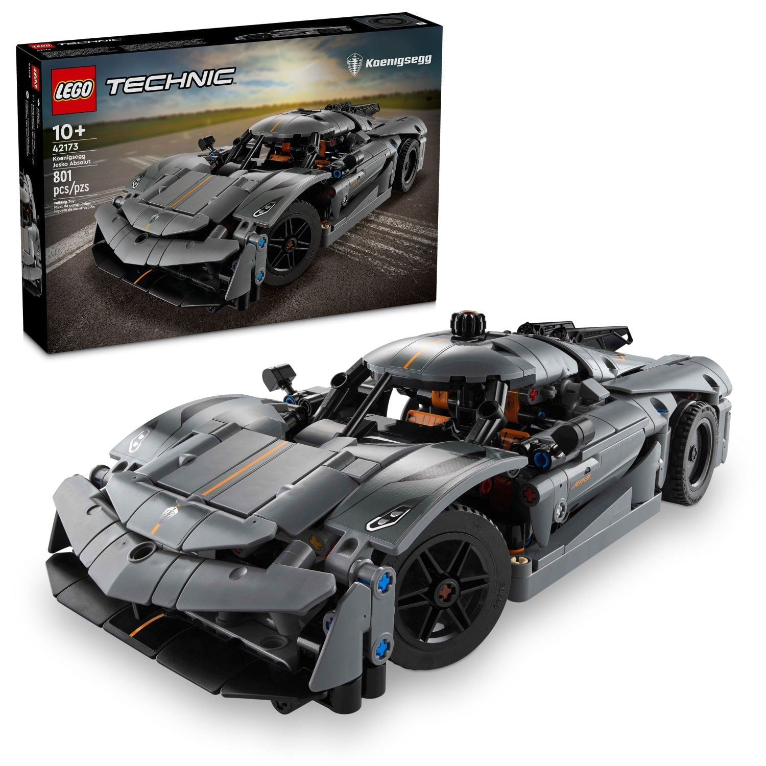 LEGO Technic Koenigsegg Jesko Absolut Grey Hypercar, Sports Car Building Toy Set for Boys and Girls, Vehicle Racing Car for Kids, Buildable Model Kit, Sport Car Toy, Motor Enthusiasts’ Gift, 42173