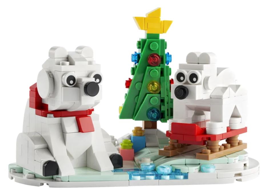 LEGO Wintertime Polar Bears 40571 Christmas Décor Building Kit, Polar Bear Gift, Great Stocking Stuffer for Kids, Features a Christmas Tree Toy and Two Polar Bear Toys