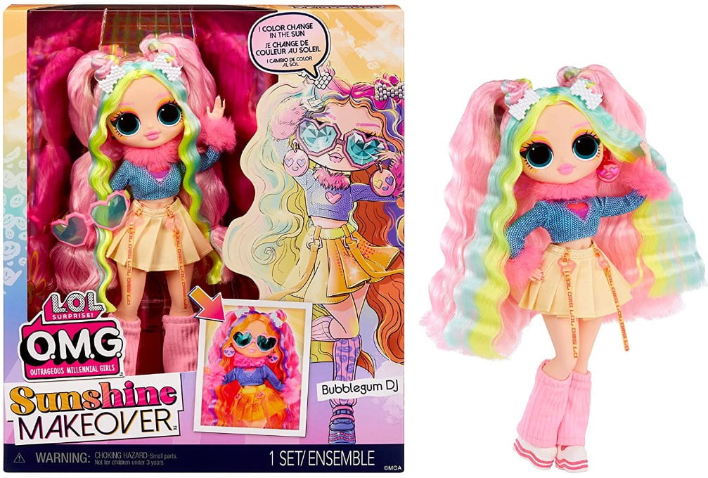 LOL Surprise OMG Sunshine Color Change Bubblegum DJ Fashion Doll with Color Changing Hair and Fashions and Multiple Surprises – Great Gift for Kids Children Ages 4+