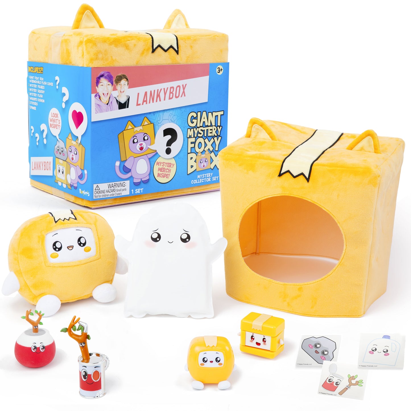 Lankybox Giant Foxy Mystery Box with surprises, Ages 3 and up, Official merchandise, includes figures, plush, and more