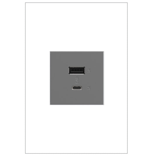 Legrand Arusb2ac6 Adorne 6 Amp Ultra-Fast Usb-A And Usb-C Outlet Module - Magnesium