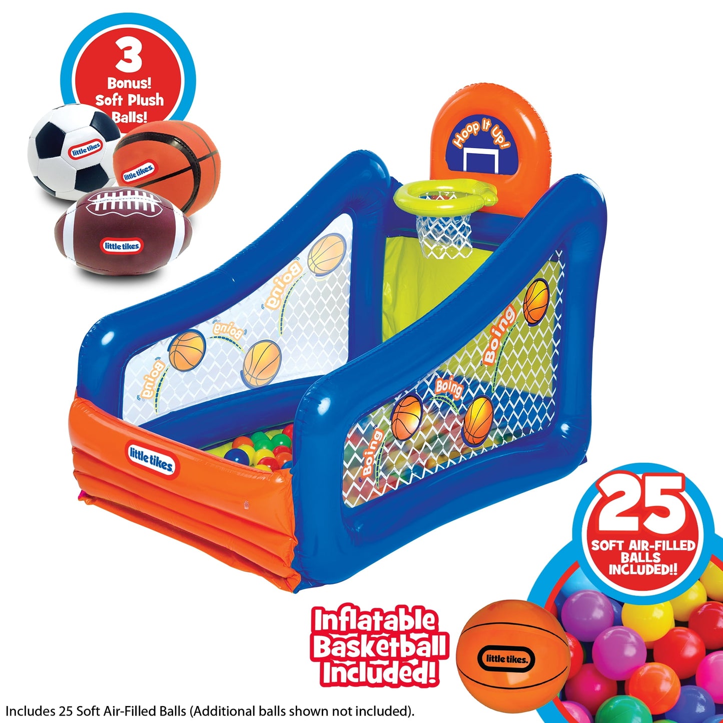 Little Tikes Hoop It Up! Play Center, 3 in 1Sports 25 Ball Value Pack, Indoor and Outdoor Play for Children 3 to 6 Years Old