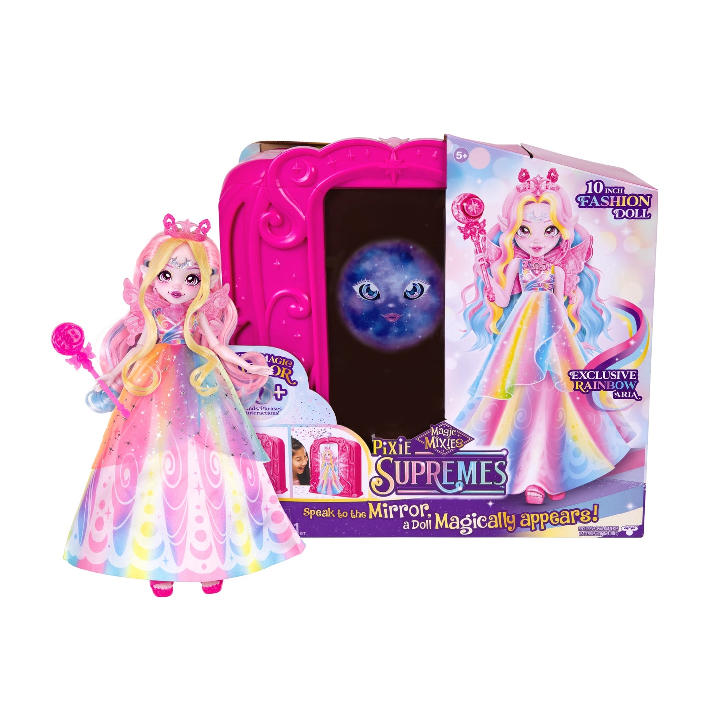 Magic Mixies Magic Mirror 10.5" Supreme Doll, Luna the Butterfly Pixie, 50+ Lights & Sounds, Ages 5+