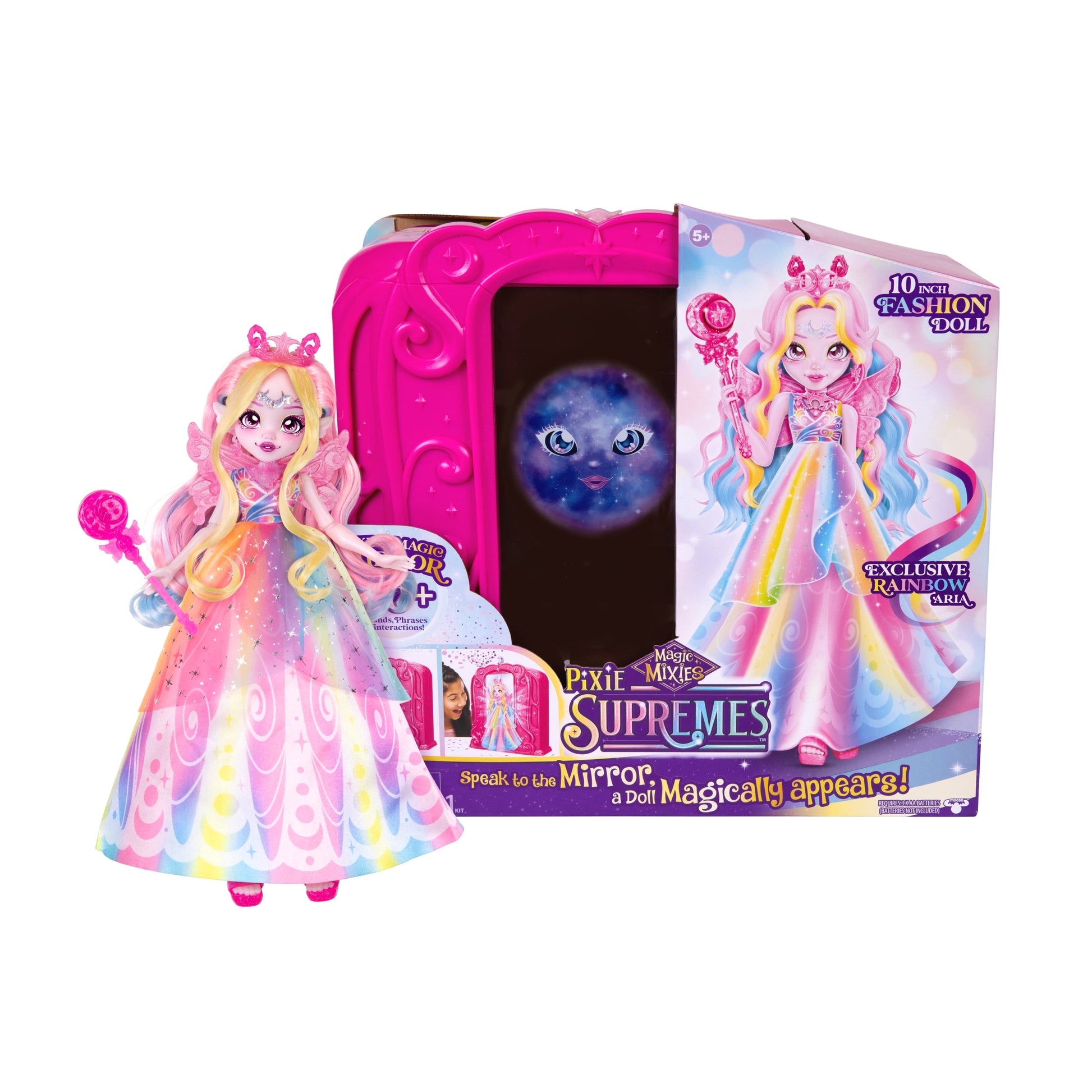 Magic Mixies Magic Mirror 10.5" Supreme Doll, Luna the Butterfly Pixie, 50+ Lights & Sounds, Ages 5+