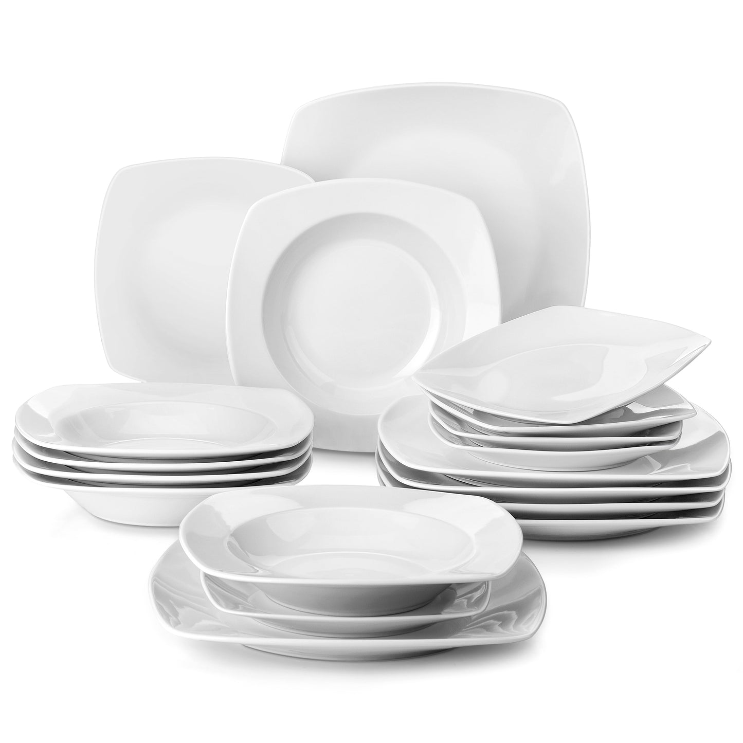 MALACASA, Series JULIA, 30-Piece Porcelain Dinnerware Sets, Ivory White Dinner Set, Service for 6