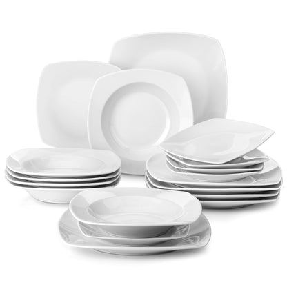 MALACASA, Series JULIA, 30-Piece Porcelain Dinnerware Sets, Ivory White Dinner Set, Service for 6