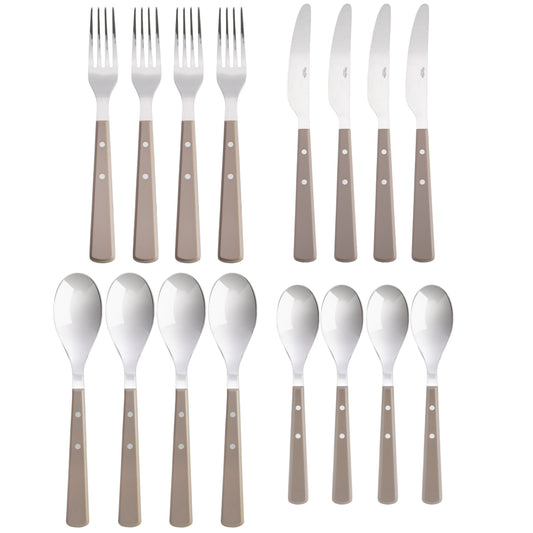 Martha Stewart Everyday Steffi burg 16-Piece Warm Grey Stainless Steel Flatware Set