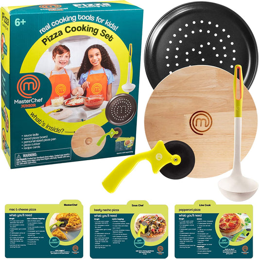 MasterChef Junior Pizza Cooking Set - 5 Pc Kit Includes Real Cookware for Kids and Recipes