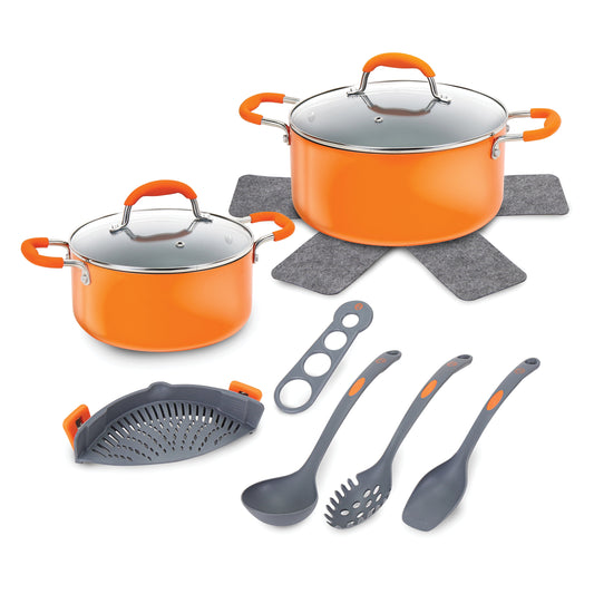 MasterChef MC3005 10 Pieces Champions Pasta, Soup & Stew Pot Set Orange