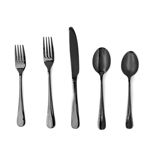 Mellanni Stainless Steel 20-Piece Flatware Set, Service for 4 (Black)