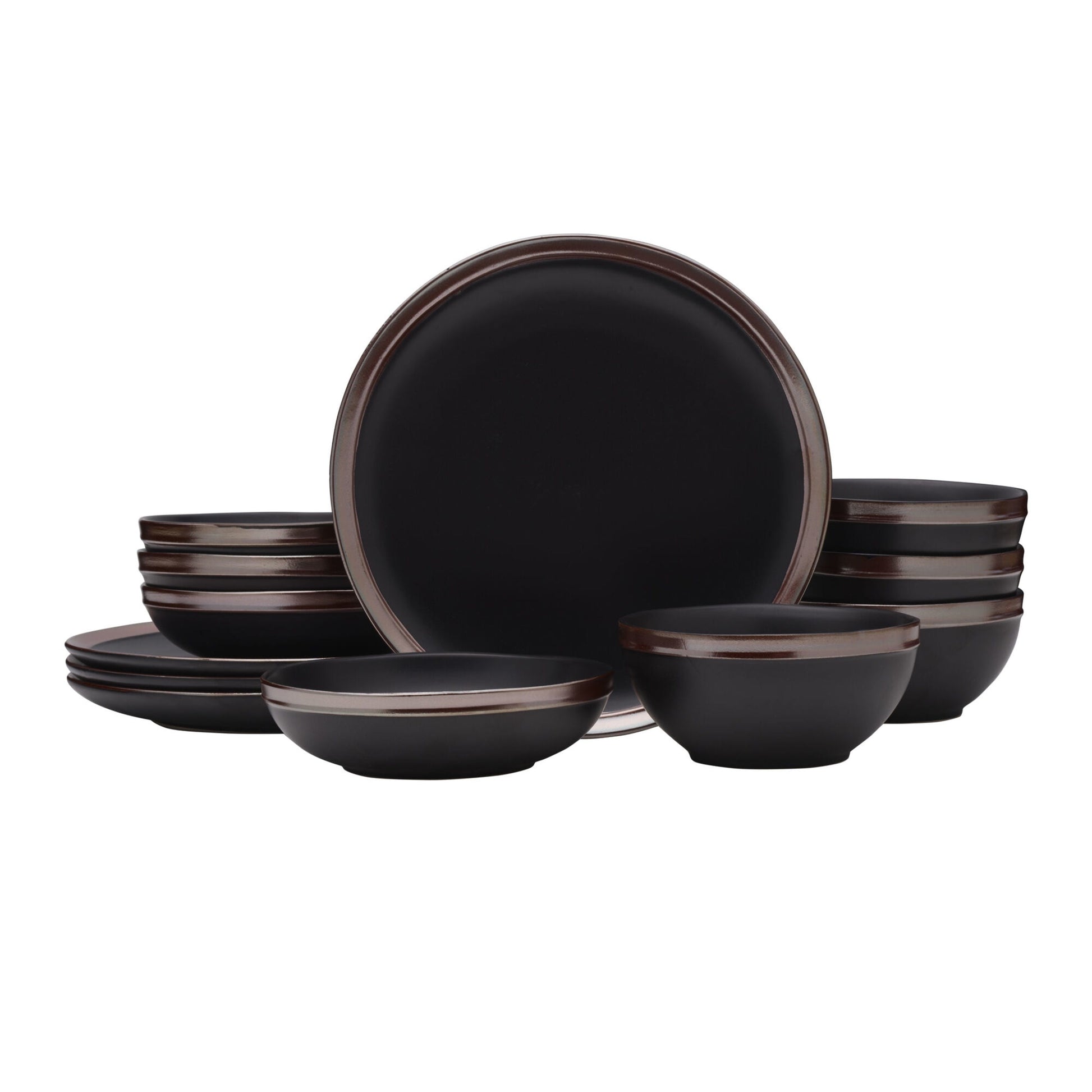 Mikasa Miller Black 12-Piece Dinnerware Set, Service for 4