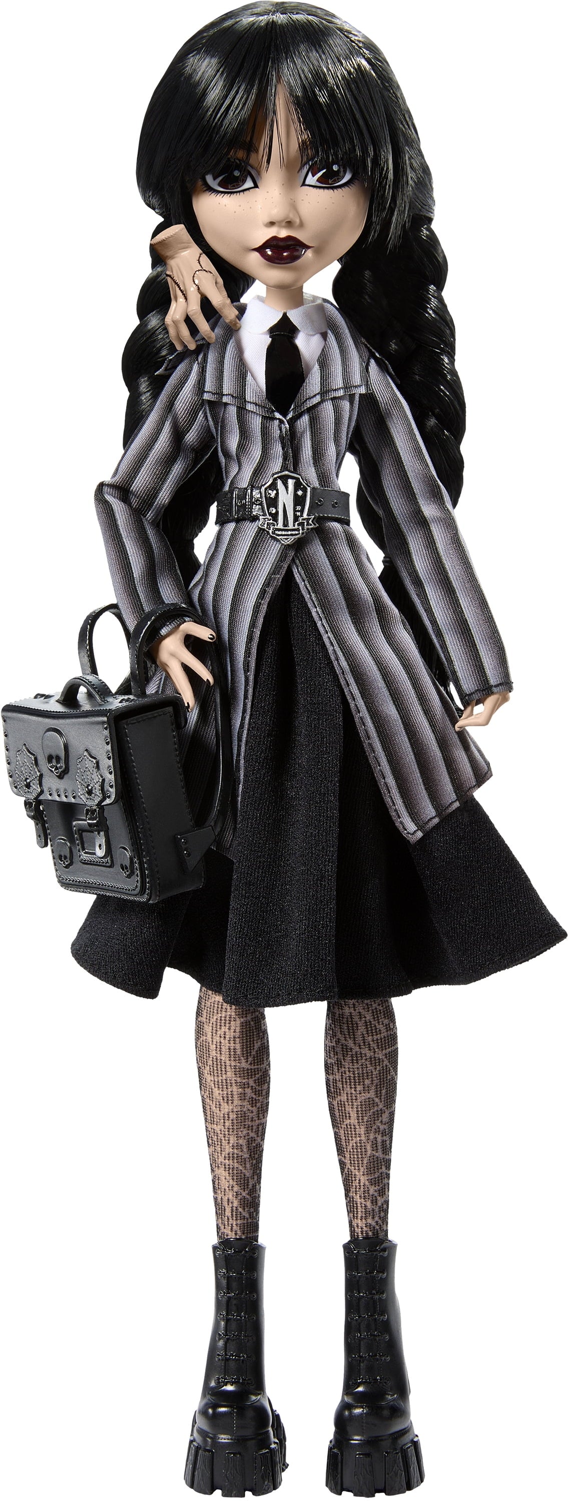 Monster High Wednesday Collectible Doll, Wednesday Addams in Nevermore Academy Uniform with Thing