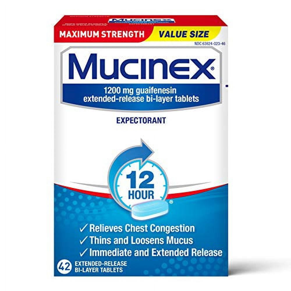 Mucinex 12 Hour Expectorant Tablets Maximum Strength 42 Tablets (Pack of 3)