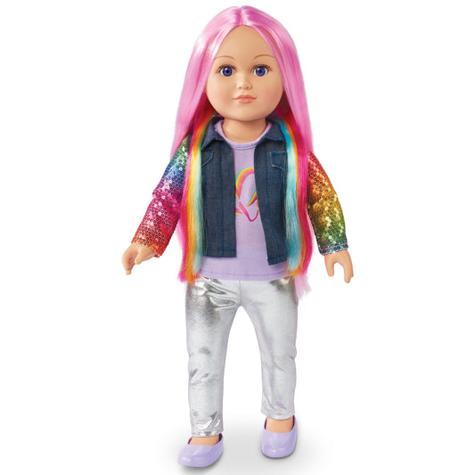 My Life As Amora Hairstylist Posable 18-inch Doll, Pink Hair, Purple Eyes