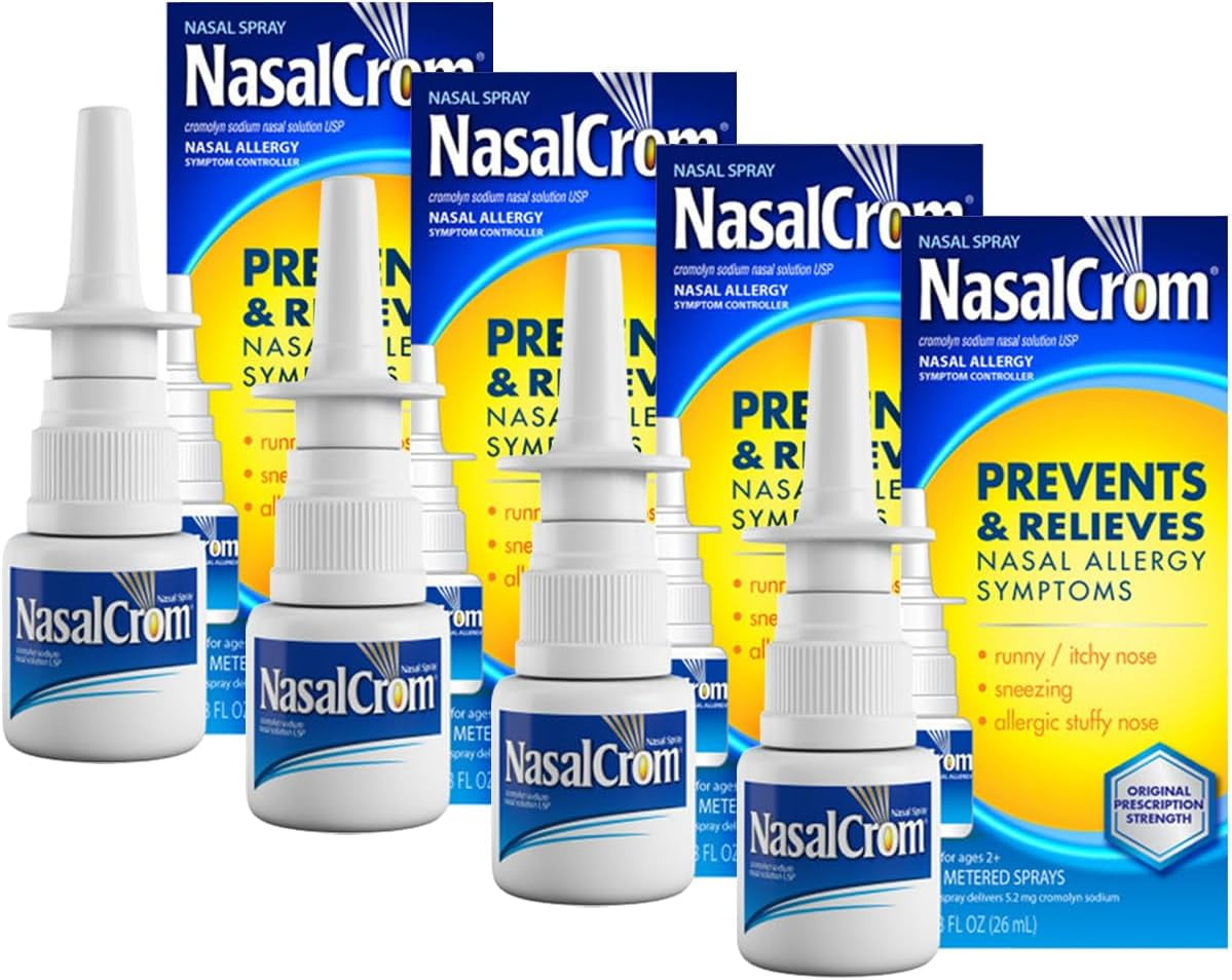 NasalCrom Nasal Spray Allergy Symptom Controller | 200 Sprays | .88 FL OZ (4 Pack)