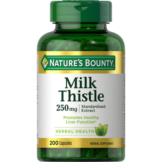 Nature's Bounty Milk Thistle 250 mg Caps for Liver Health Support, 200 Ct