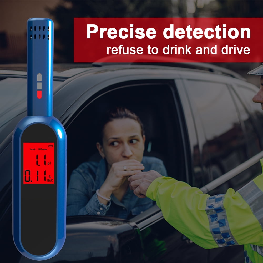 Nebublu Rechargeable Breath Tester LCD Digital Breathalyzer Blowing Tester Portable Hand-held Drunk Driving Detection Gauge