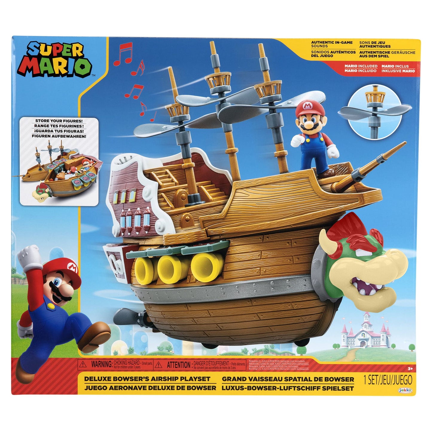 Nintendo Super Mario Deluxe Bowser's Air Ship Playset with Mario Action Figure