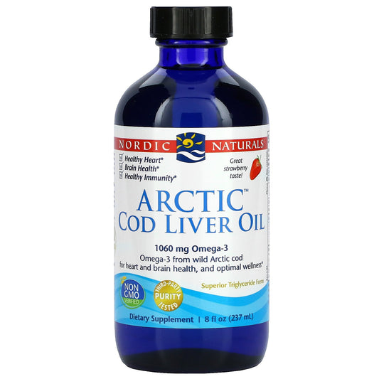 Nordic Naturals Arctic Cod Liver Oil Liquid, 1060 Mg, Strawberry, 8 Oz