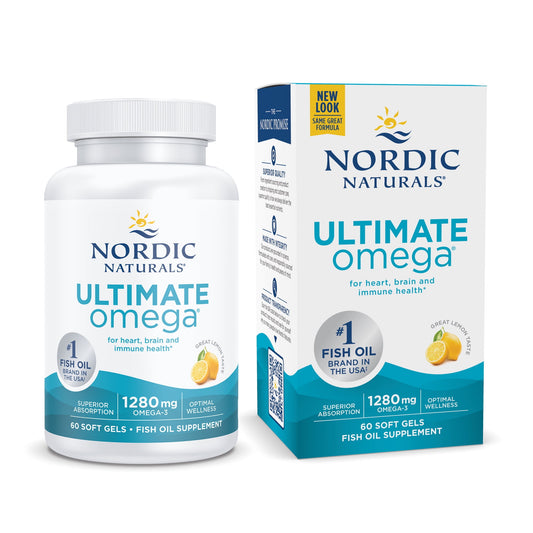 Nordic Naturals Ultimate Omega Softgels, Lemon, 1280 mg, Fish Oil, 60 Ct