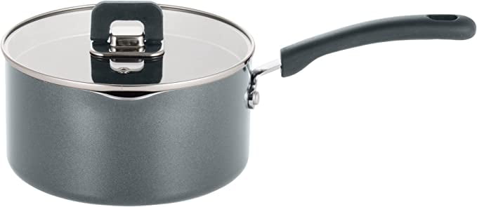 NutriChef Saucepan Pot W/ Lid-Non-Stick Stylish Kitchen Cookware W/ Foldable Knob, 1.5 Quart (Gray)