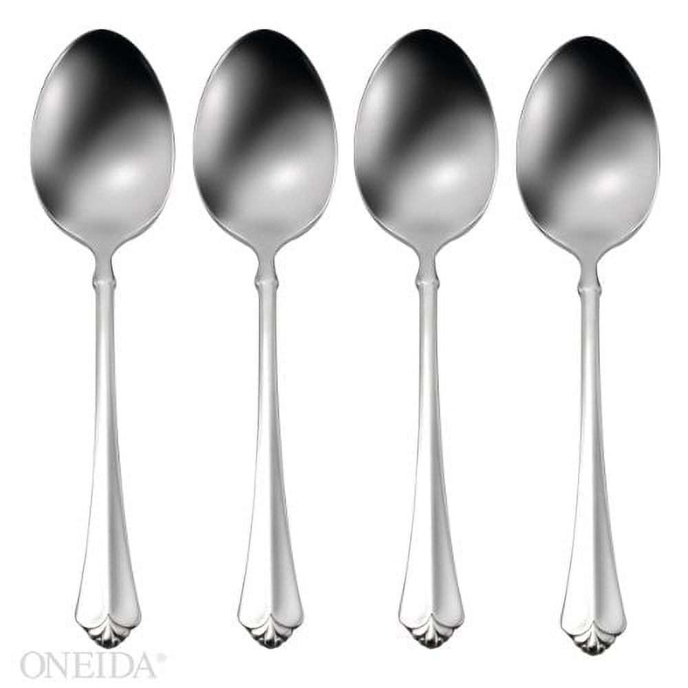 Oneida Juilliard Fine Flatware Dinner Spoons, Set of 4, 18/10 Stainless Steel, Silver