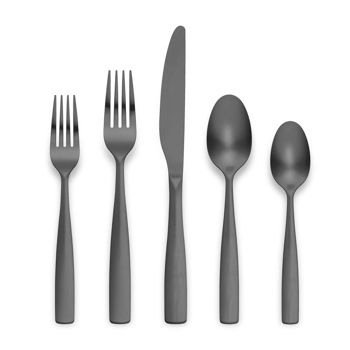 Ornative Flatware - KAEDE - 18/0 Stainless Steel, Matte Black, Chrome Drawer Organizer, Service for 8, 42 Pc