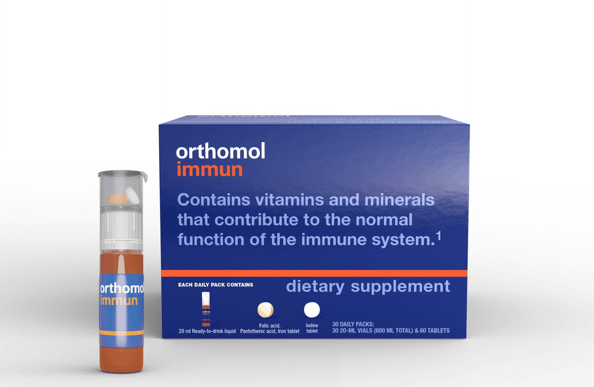 Orthomol Immun Vial, Immune Support Supplement, 30-Day Supply, Vitamins A, B, C, D, E, Zinc, Iodine