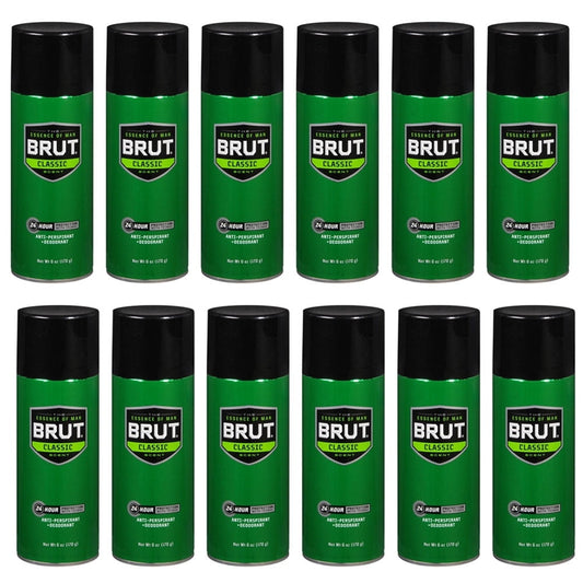 Pack of (12) BRUT Anti-Perspirant Deodorant Spray, Classic 6 oz