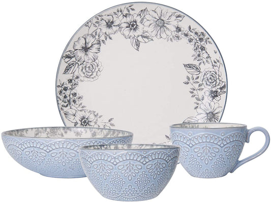 Pfaltzgraff Gabriela Gray 16-Piece Stoneware Dinnerware Set, Service for 4 - ,Gabriela Grey