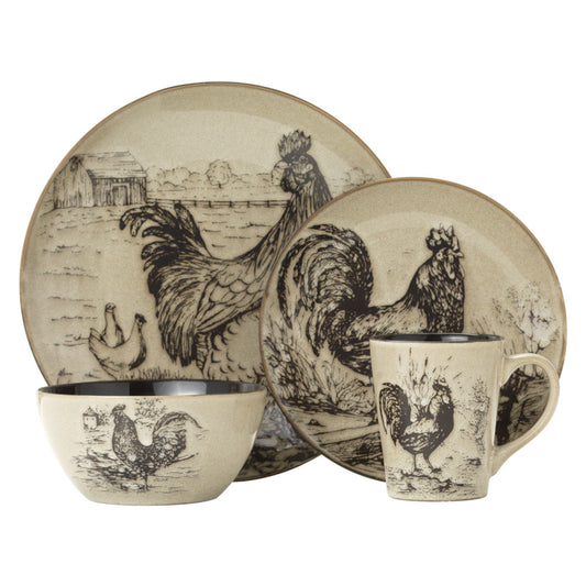 Pfaltzgraff® Homespun Stoneware Rooster 16-Piece Dinnerware