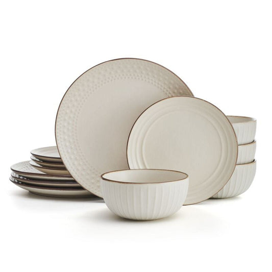 Pfaltzgraff Janelle 12 Piece Stoneware Dinnerware Set Beige