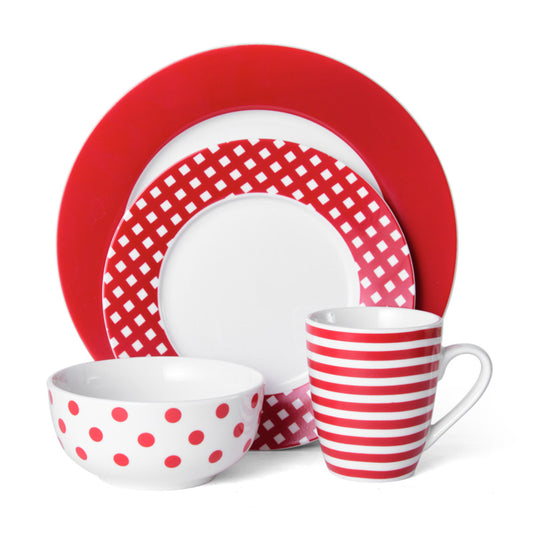 Pfaltzgraff® Kenna Red Porcelain 16-Piece Dinnerware