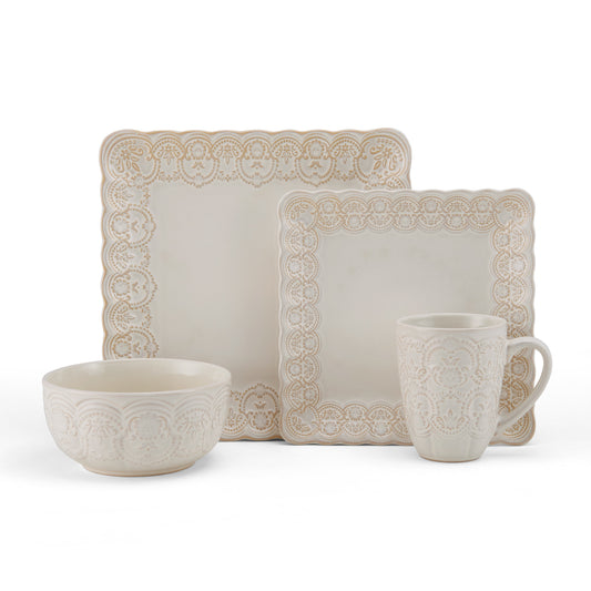 Pfaltzgraff® Madeleine White Stoneware 16-Piece Dinnerware Set