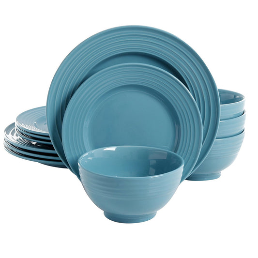 Plaza Cafe 12 Piece Turquoise Stoneware Dinnerware Set