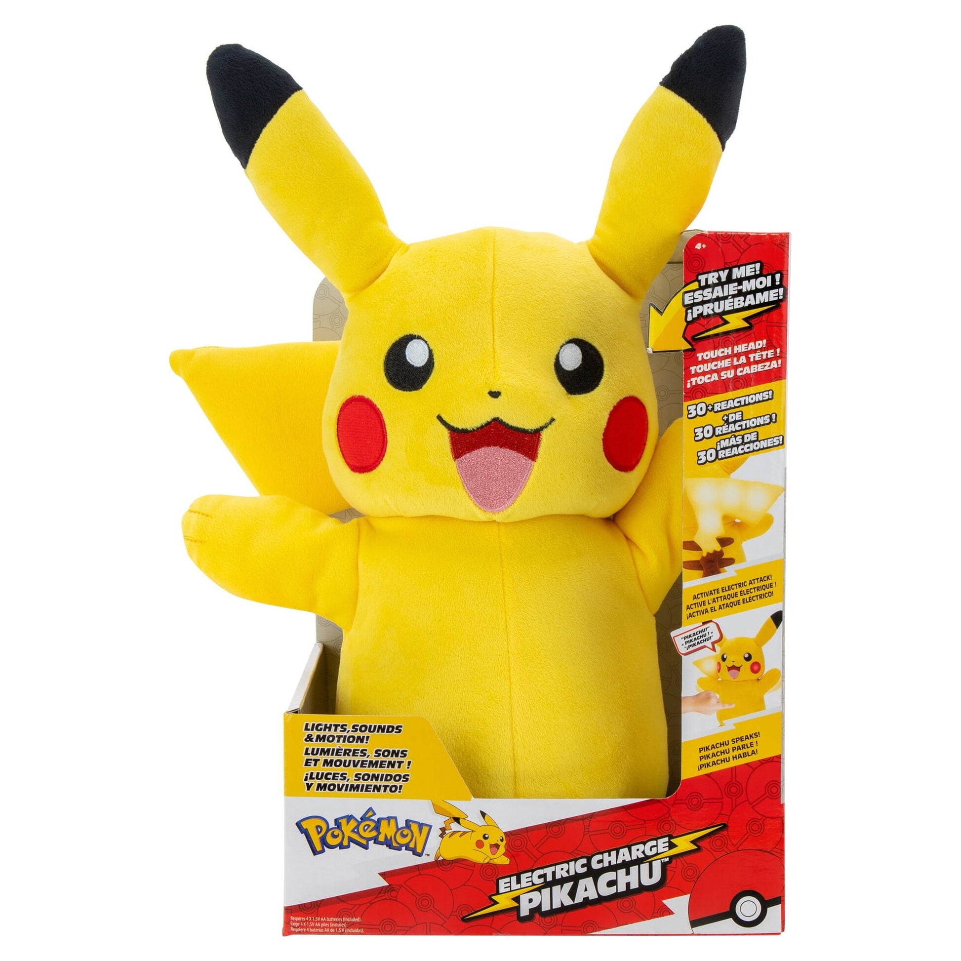 Pokemon Pikachu Electric Charge Plush, 10 inch - Soft and Snuggly - Toys for Kids - Authentic Details