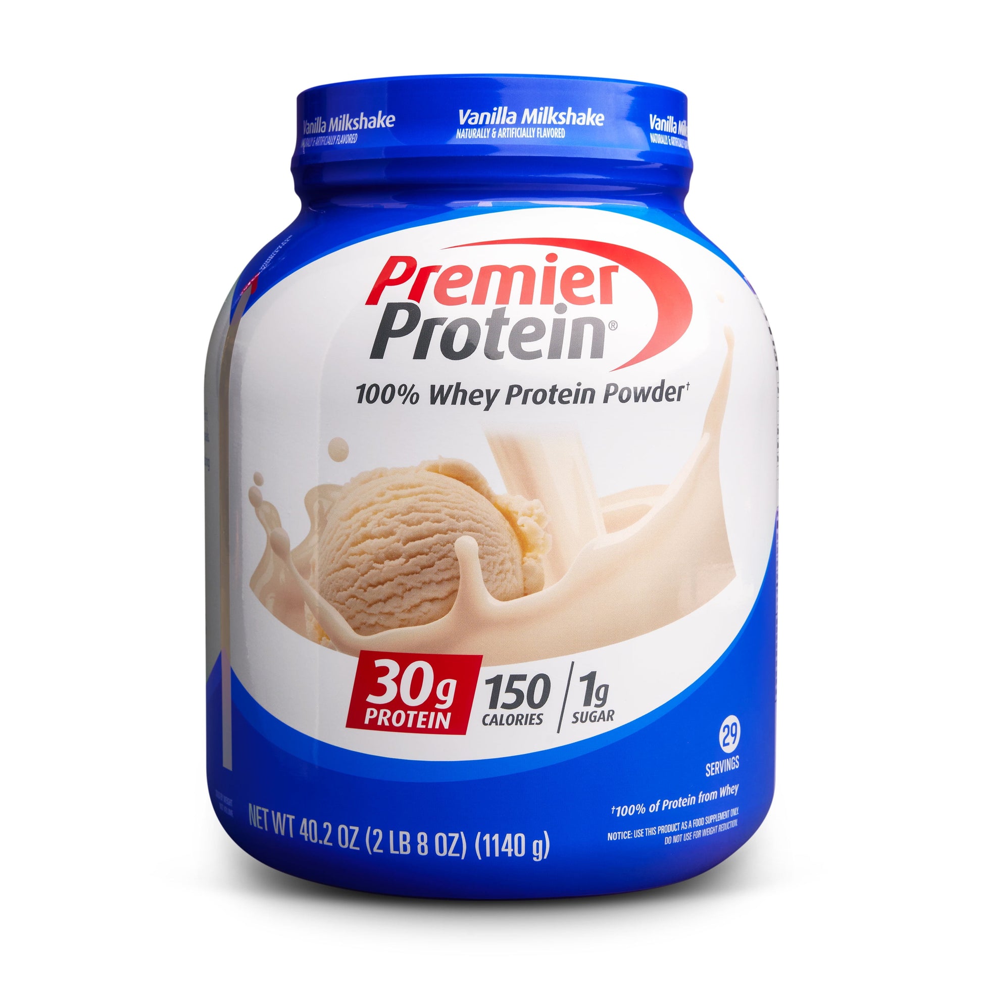 Premier Protein 100% Whey Protein Powder, Vanilla Milkshake, 30g Protein, 29 Servings