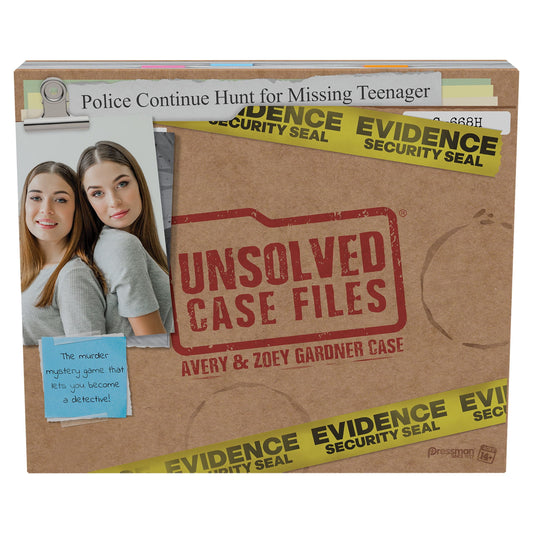 Pressman Toys Unsolved Case Files: Avery & Zoey Gardner - Crime Solving Party Game Recommended for Ages 14+