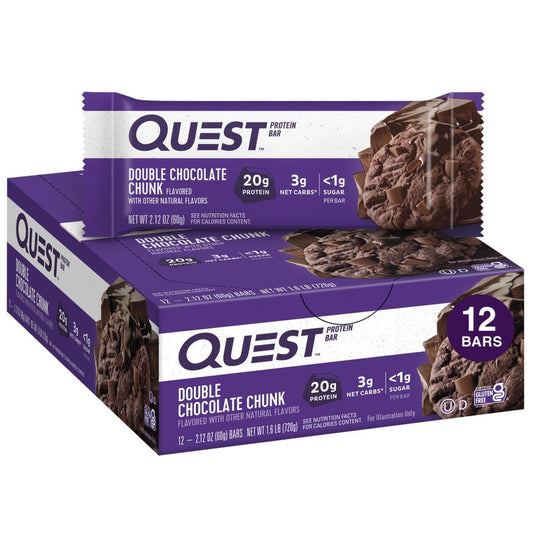 Quest Protein Bar, Double Chocolate Chunk, High Protein, Gluten-Free, 12 Count