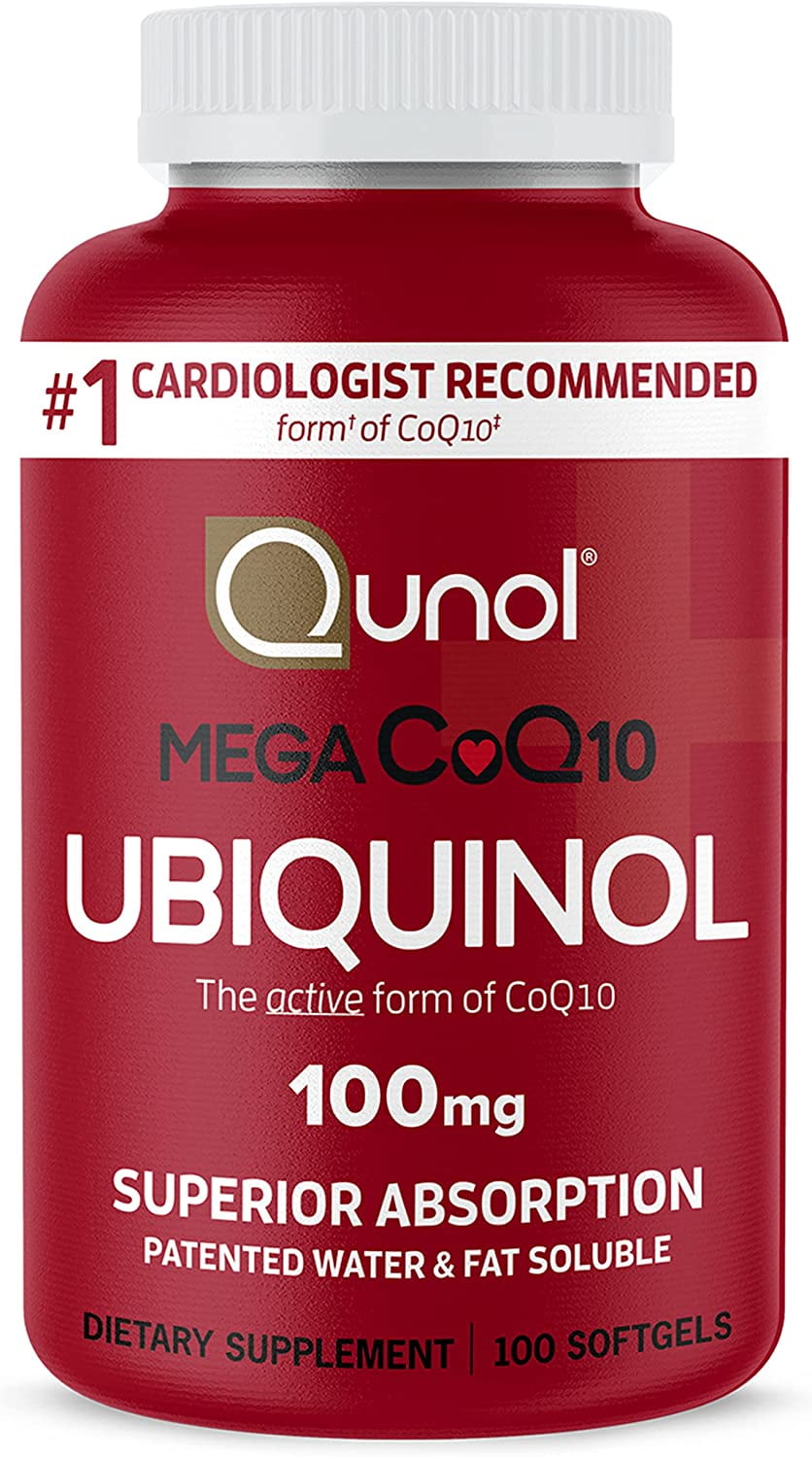 Qunol Mega CoQ10 Ubiquinol 100mg Softgels for Heart Health & Healthy Blood Pressure Levels - 100 Count