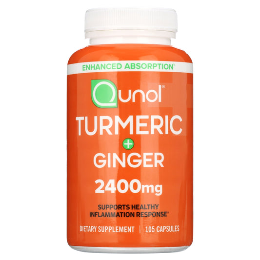 Qunol Turmeric Curcumin with Black Pepper & Ginger, 2400mg Turmeric Extract with 95% Curcuminoids, Extra Strength Supplement, Enhanced Absorption, Supports Healthy Inflammation Response, 105 Count