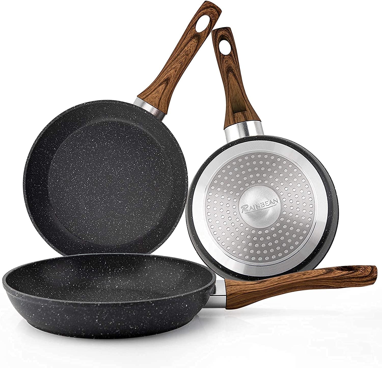 RAINBEAN Forged Aluminum Skillet Set 3PCS