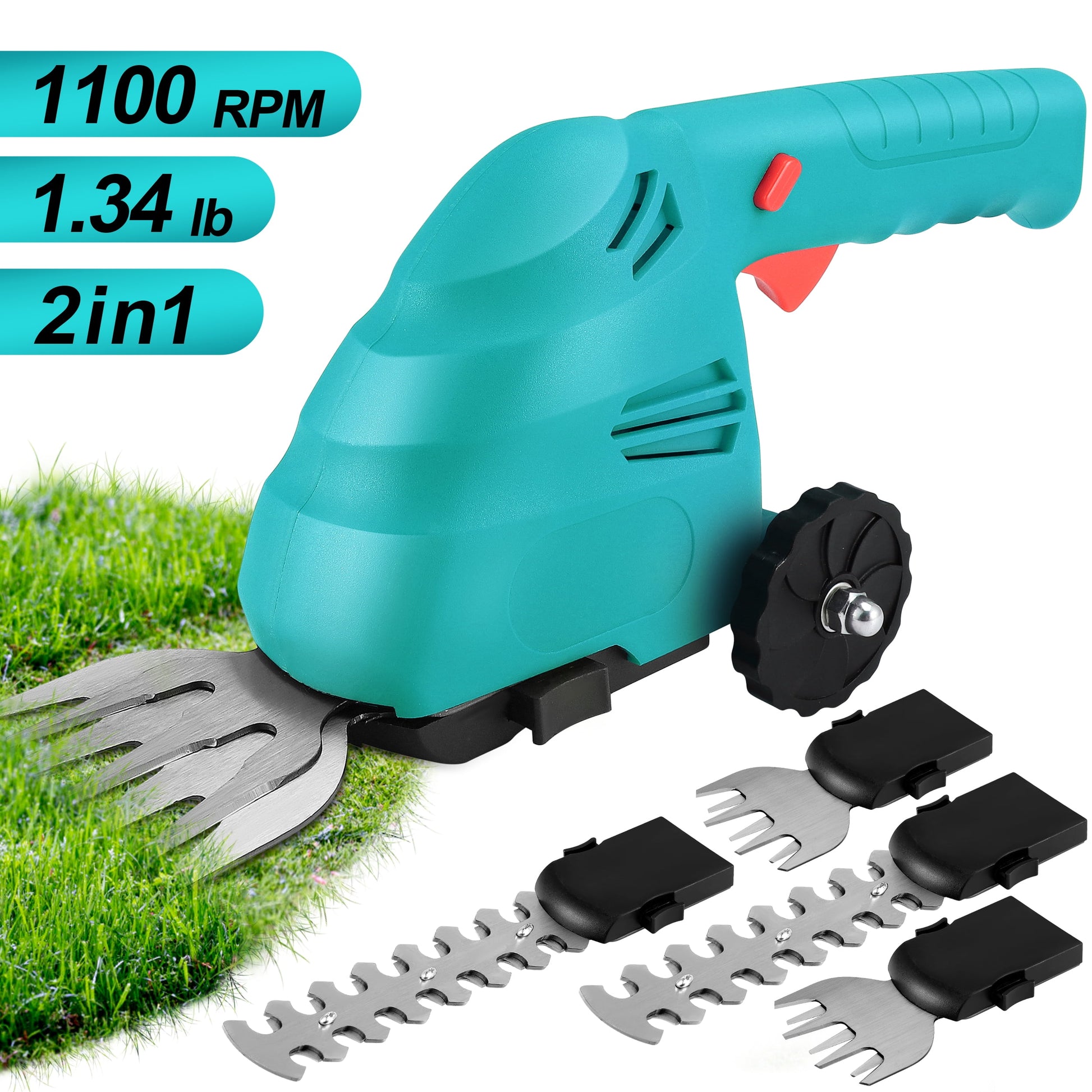 RELOIVE Cordless Grass Shear & Shrubbery Trimmer,2 in 1 Handheld Hedge Trimmer,7.2V Electric Grass Trimmer Hedge Shears/Grass Cutter with 2.0 Ah Rechargeable Lithium-Ion Battery and USB Charger