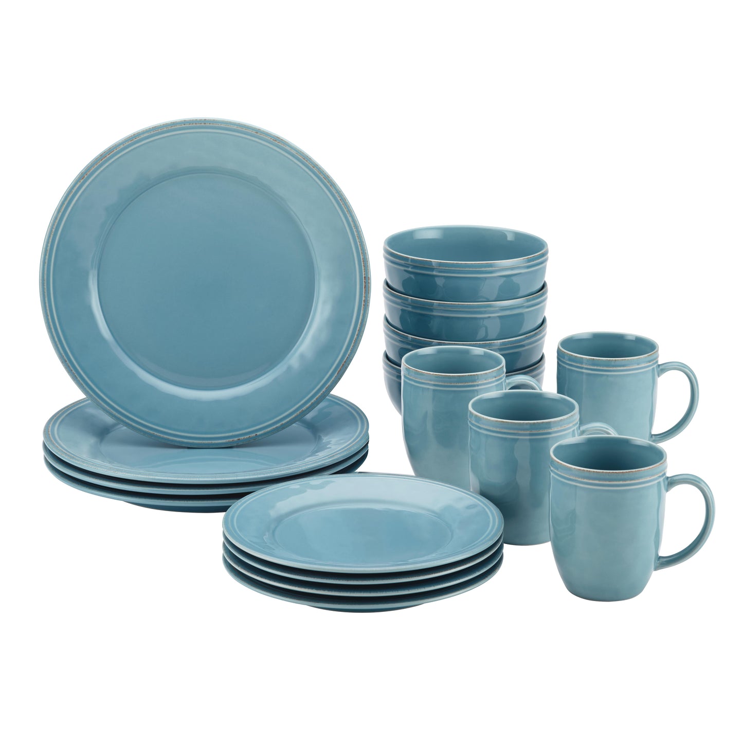 Rachael Ray 16-Piece Cucina Stoneware/Ceramic Dinnerware Set, Almond Cream