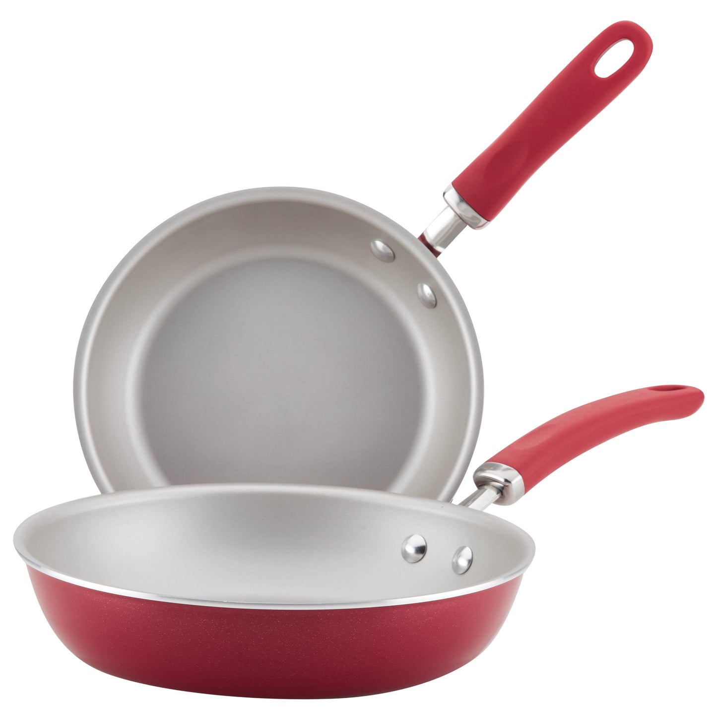 Rachael Ray Create Delicious 2 Pc Aluminum Nonstick Induction Frying Pan Set, Red Shimmer